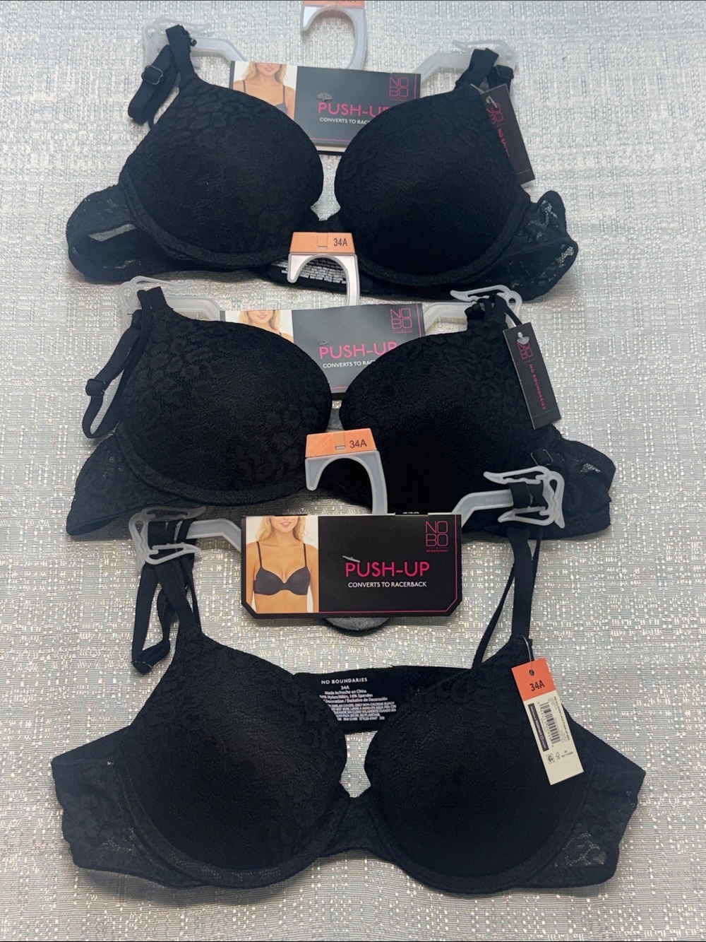 Set of 3/Women’s Lace Push Up Bra from No Boundaries
